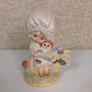 Raggedy Ann Beth Girl with Flowers Figurine Bisque Ready to Paint Ceramic Bisque